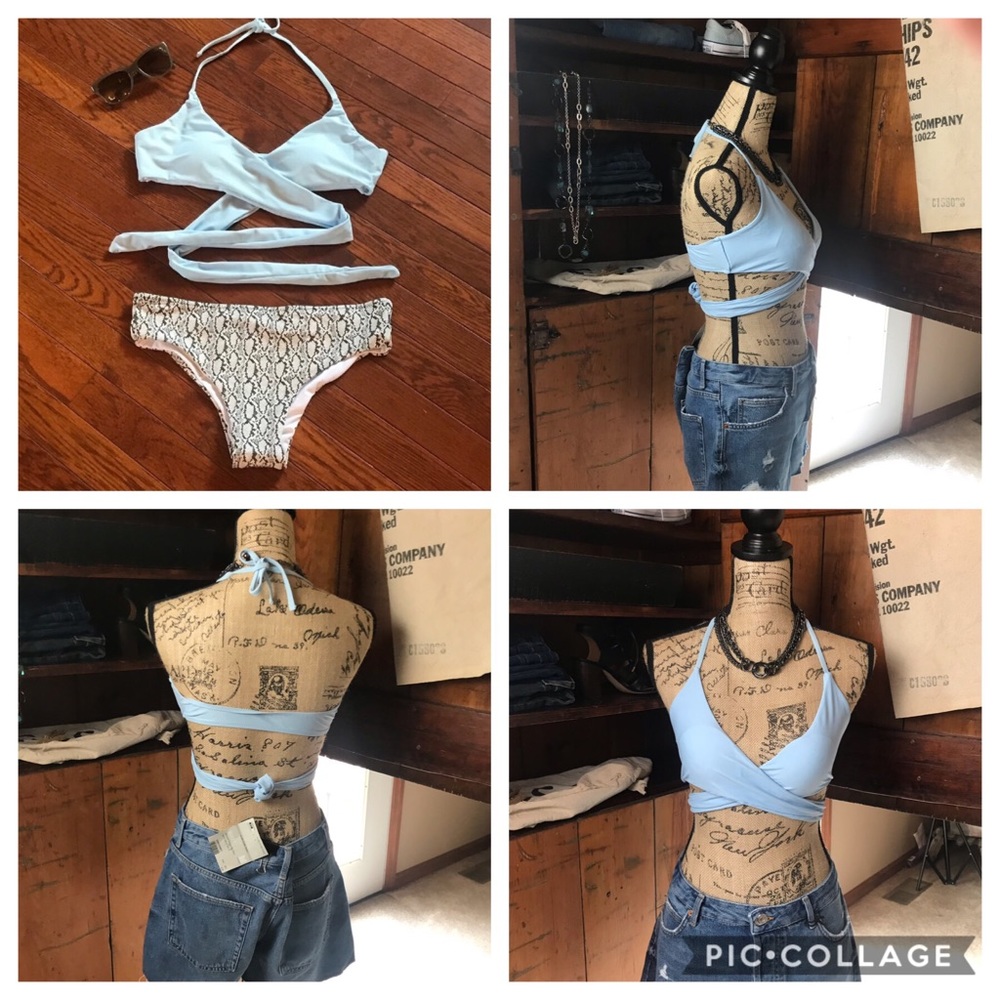 soly hux floral halter wrap knotted bikini set
